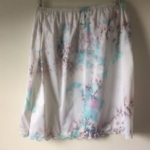 Vintage slip skirt blue , white with lace edging
